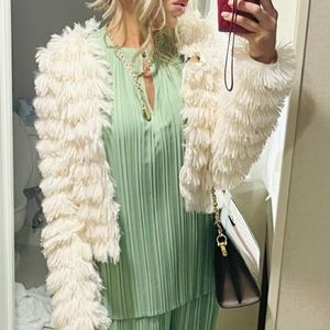 Mango green pleated sleeveless shirt top